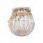 K&B wholesale chic multi-size glass outdoor hanging candle lantern decorative with hemp rope handle