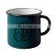 Custom professional 8cm brand logo printing enamel iron metal tea cups with handles