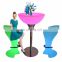 Modern plastic led lighted up furniture led table chair set / led bar table and chairs
