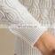 Oversized Women White Color Half Turtleneck Cable Knit Italian Cashmere Sweater