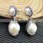 LFD-06E Druzy 925 Silver Pave Rhinestone Crystal Pearl Charms Earring / Drop Earrings Jewelry Making