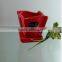 Hot sell cheap colorful glazed small ceramic white square vase with hole with saucer