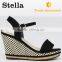 latest design PVC insole lint upper cork ladies wedge sandals