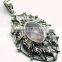 Rose Quartz Oval Oxidised Facet Pendant, 925 Solid Sterling Silver Pendants, Designer Bezel Casting Pendant