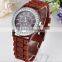 funky stylish Rhinestones Chronograph Silicone Watch display quartz wrist watch custom
