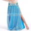 Brisk Net Fabric and Satin Belly Dance Skirt Split on Both Lateral , White Belly Dancing Skirt