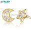 Sterling silver 0.925 star and moon earrings for pretty woman
