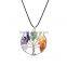 Personalized Creative Design Strand Mini Stone Beads Rainbow Color Tree Of Life Pendant Necklace Jewelries