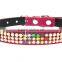 Puppy Cat Collars Western Fashion Colorful Rhinestone Genuine Leather Personalised Dog Collars