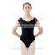 2015 wholesale lace front hign back short sleeve adult leotard