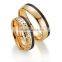 Carbon fiber eternity titanium couple wedding band ring IP gold plated couple ring stainless steel