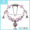 Low Price Fashion Lucky Pink beads Eiffel Tower Charm Bracelet Jewelry 2015