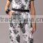 Pretty Steps 2016Women Short Sleeve Loose Jumpsuit Romper Trouser Long Pants Printed Jumpsuit For Ladies