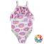 Children Summer Boutique Beach Swimsuit Ruffle Strape Frock Design Comic Print Queen Swimwear