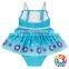 Fairy Blue Cartoon Print Little Baby Girls Dress Swimsuit