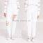 OEM service fashion cheap white ripped front jogger pants
