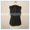 Ladies Chiffon Blouse Flounced Hem Pearl Beaded Neck Design Sleeveless Blouse