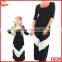 Latest 3/4sleeves back white mother and daughter dress design mommy and me maxi dress 2016
