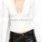 Crop Top with Long Sleeves and Deep PlungeChina products