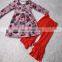Fashion Baby Clothing Outfits Flower Printed Top And Ruffle Pants Kids Girl Set