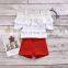 European and American children's wear woven lace lace pure color condole belt female middle child + belt three-piece set