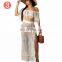 women summer two piece clothing off shoulder tassel swim wear cover up beach maxi dress bikinis 2020 swimwear beachwear