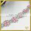 Decorative sweet pink flower rhinestone trim jewelry crystal bridal head chain FC640