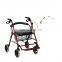 China Manufacturers Aluminum Transport Rollator Walker With Seat and Footrest