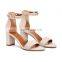 Pakistan wholesale fancy block high heel sandals women low price ankle strap shoes (LAJHL0004)