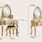 Golden color folding mirrored cosmetic cabinet makeup dresser table for bedroom