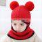 Kids Winter Hats Ears Girls Boys Children Warm Caps Scarf Set Baby Bonnet Enfant Knitted Cute Hat for Girl Boy