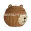 New Arrival Bear Head Rattan Storage Basket With Lid High Quality Decorative Bin Decor Hand Woven Shelf Organizer