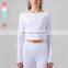 Butterfly Cross Back Quick Dry Outdoor sport top Ribbed Tshirt Breathable Women Long Sleeve Yoga Clothing Workout Fitness Top