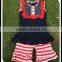 Silver Anchor Sticker Shorts Outfits Summer Custom Baby Girls Handmade Smocked July 4th Design Clothing Sets
