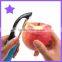 Silicone Handel 3-piece fruit peeler with Straight, Serrated, Julienne Blades red apple peeler