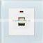 Wallpad Luxury LED Indicator Waterproof White Glass 110~250V Mobile Charger Double USB Wall Socket Wall Charger