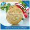Athletic game award winning prize medals with the ribbon