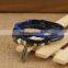 New Men's Braided Genuine Leather Stainless Steel Cuff Bangle Bracelet Wristband