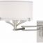 1031-7 Ideal next to a sitting or reading area Brushed Steel Metal Swing Arm Wall Lamp a drum lamp shade in a neutral hue