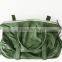 Green Genuine Leather Handle Bag Travel Kit Bag Customised Women Tote Bag