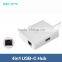 Premium 4 in 1 USB 3.0 Sharing USB C Combo Hub For New MacBook 12 Inch Chrome Book Pixel With Internet Lan Port