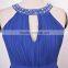 Exquisite royal blue chiffon with beaded big size womens wholesale clothing wedding dress ball gown best lady prom evening gown