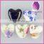Double-sided Puffed Heart With Flower Multicolored Porcelain Bead