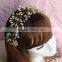 6MM Bead Handmade Floral Headpiece Vine & Wedding Bridal Headband Tiara With Floral Wrist Band for Hair Ornaments