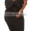 Women's Batwing Sleeve V Neck Solid Bodycon Plus Size Dress
