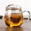 FDA Certification standard 410ml/550ml borosilicate glass tea pot with tea strainer.