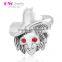 X339 Wholesale 925 Silver Halloween Witch Charms With Red Crystal