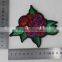 good looking 12*13cm sexy red flower pattern diamond patch sequin embroidery applique for dancer