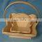 Natural unfinished wooden kitchen vegetable storage baskets with handle