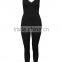 Black structured spaghetti strap form-fitting summer jumpsuit